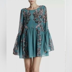 Free People Intimately Symphony Jade Combo Bell Sleeve Slip Dress Size Small